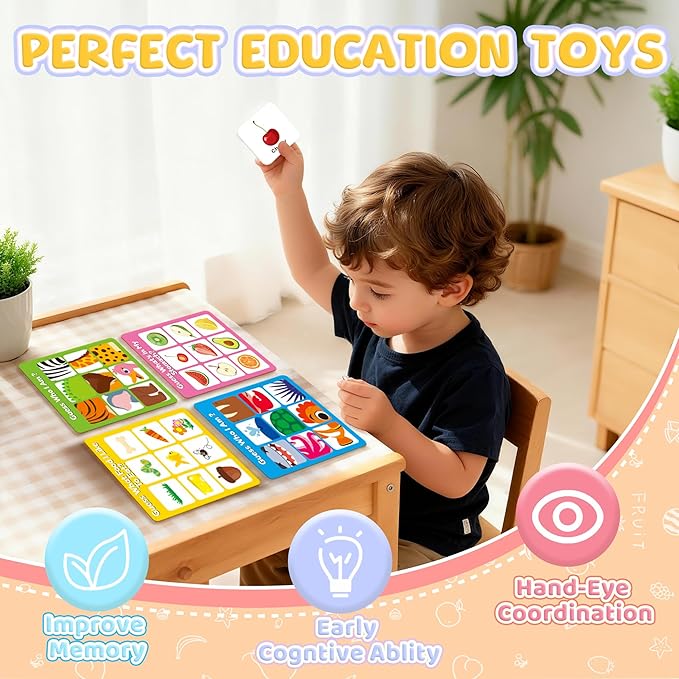 Magnetic Matching Game for Kids Ages 2-4, Feature Memory Game Toddler Learning Toy for Kids 3 4 5, Educational Toy Activities for Boy and Girl