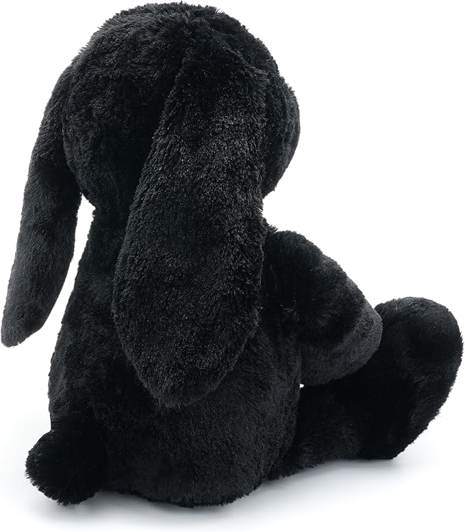 WEIGEDU Black Bunny Stuffed Animal Plush Toy with Floppy Ears, 17.7 Inch Soft Plush Rabbit Cuddle Buddy for Nursery Decor, for Boys and Girls