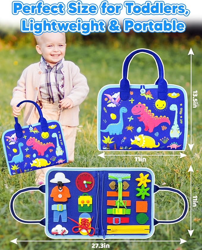 Walenty Busy Board Montessori Toys for Toddler Boy Birthday Gifts, Busy Book Sensory Learning Toys for Toddlers, Educational Activities Airplane Car Travel Toy for Boys