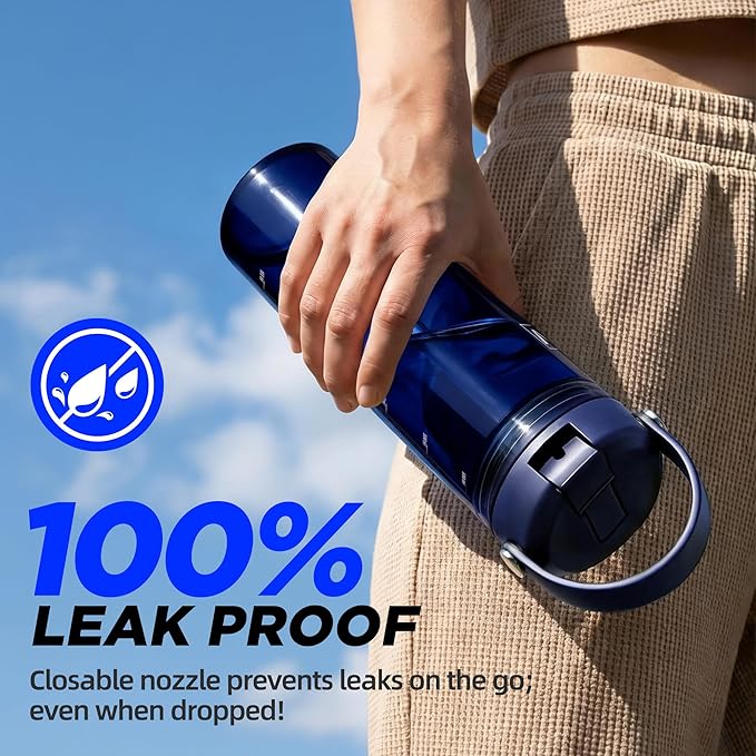 20oz Kids Water Bottle, BPA Free Thick Tritan Plastic Reusable, Clear Water Bottle with Straw, Leakproof Lid, Dishwasher Safe, Boy girl for School,Travel Dark Blue
