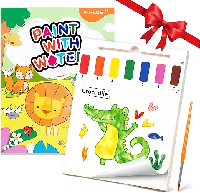 YPLUS Paint with Water Books for Toddlers, Art Craft Toys Watercolor Painting Pape, Gift for Kids Ages 1-3, 2-4, 4-6, Drawing with Brush - Animals