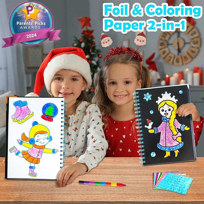 FUNNYB&G Foil Art Crafts for Kids Ages 4-8: Mother's Day 2026, Birthday Gift for Girls, Art and Crafts Supplies, Party Favors, Creative Toys for Girls 4 5 6 7 8 9 Years Old(Winter)