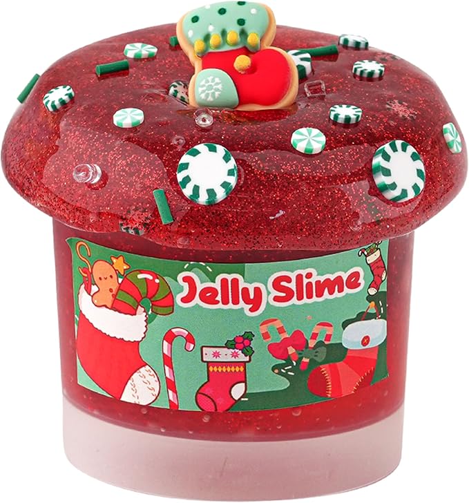 Christmas Stocking Stuffers for Kids - Red Glitter Crystal Slime, Super Soft & Non-Sticky Premade Slime, Girls & Boys Gifts for Birthday, Easter, Halloween, Christmas