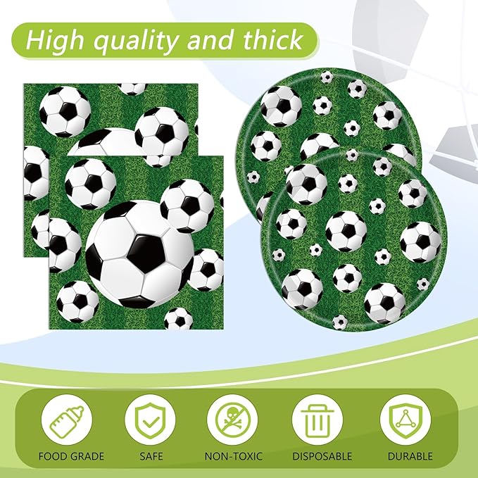 Soccer Theme Party Decorations,41Pcs Soccer Birthday Party Supplies Tableware Set with Party Plates and Napkins Tablecloth丨Baby Shower Boys Girls Sports Soccer Theme Birthday Party Supplies,Serves 20