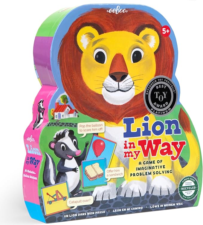 eeBoo Lion in My Way Game - Award Winning Cooperative & Imaginative Problem Solving Game, Screen-Free Fun for 2-4 Players, Kids Ages 5 and up