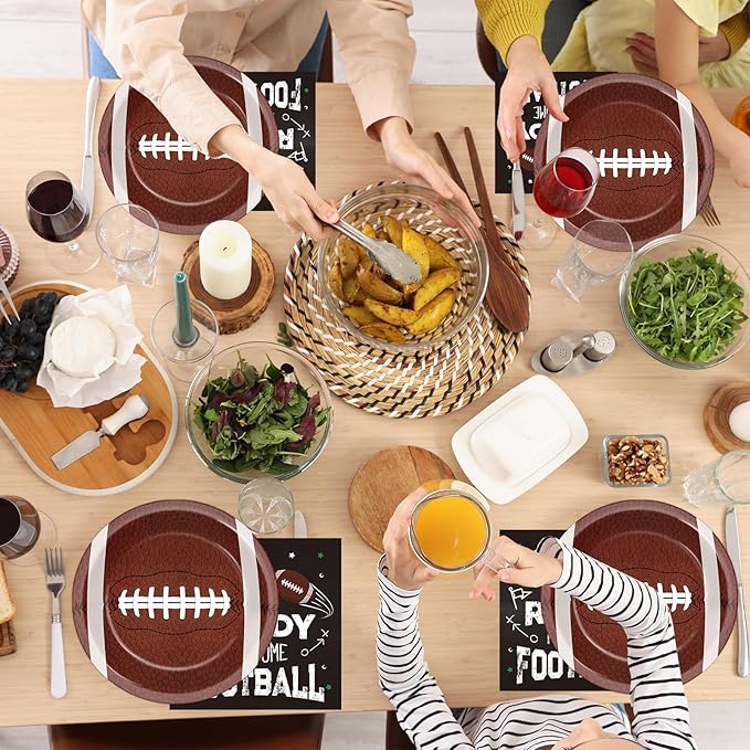 50Pcs Football Party Paper Plates and Napkins Football Dessert Plates Football Theme Party Decorations Super Football Tableware Set Serves 25 Guest Game Day Tailgate Sports Birthday Party Supplies