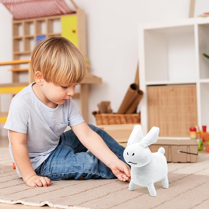 White Gubby Rabbit Plush Toy – Soft Forsaken Gubby Plush Stuffed Animal, Cute Game Character Collectible Plushie Gift for Kids and Gamers (Rabbit White Gubby)
