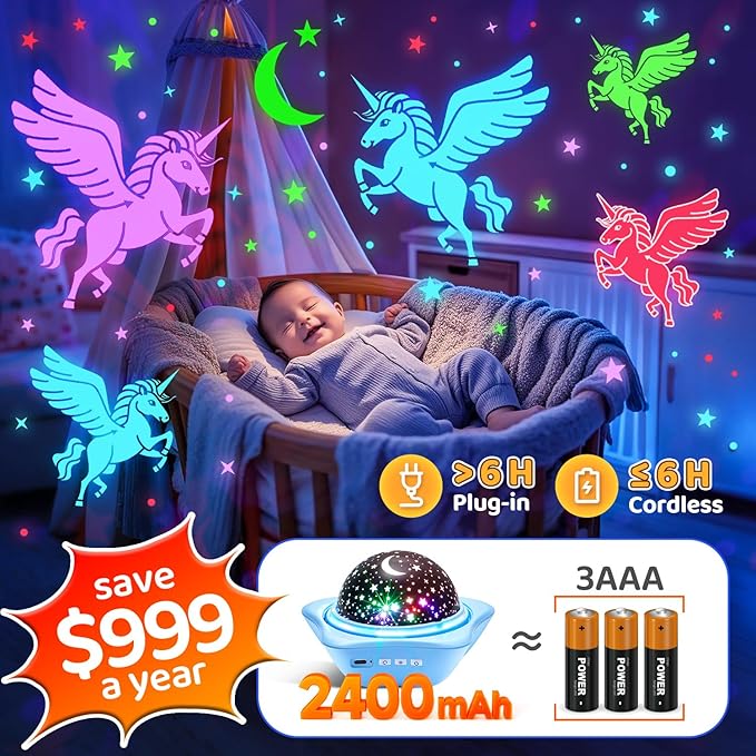 One Fire Night Light for KidsToys, 6 Films+78 Lighting Modes Star Projector,Rechargeable Night Light Projector,360°Rotion Star Lights for Bedroom Decor,Birthday Gifts for Kids Baby Sensory Toys Autism