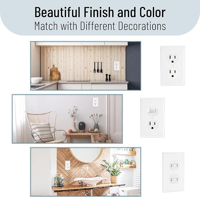 Bates- Duplex Wall Plate, 5.5" x 3.5"/Over Size, 12 Pack, Light Almond, Electrical Outlet Cover Plates, Wall Outlet Cover