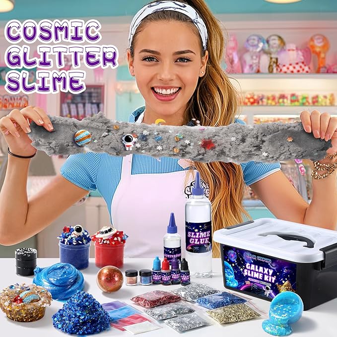 Large Slime Kit, Sparkling,Multi-Color Sensory Putty for Kids Glimmer, Crunchy, Foam, Jelly Cubes Slime, Creative and Endless Fun, Stress Relief Therapy Toys, Party Favors for Kids, for Girl Boys