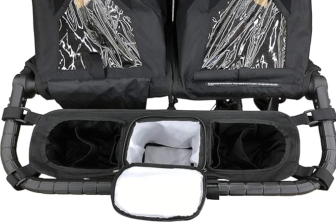 Double Stroller Organizer for Bob Duallie and Baby Jogger City Mini GT With Purse and Insulated Pocket.