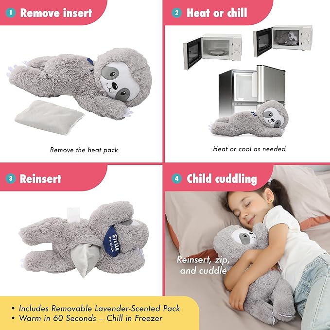Lilly's Love Heatable & Coolable Lavender Scented Weighted Stuffed Animal - Microwavable Heatable Pad for Kids & Adults - Machine Washable Plushie - Calming Stuffed Animal for Anxiety