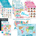 OpalPlat 20 Laminated Educational Posters for Toddlers 1-3, Preschool Classroom Posters, Kindergarten & PreK Learning Materials, Alphabet Number Chart Wall Decor