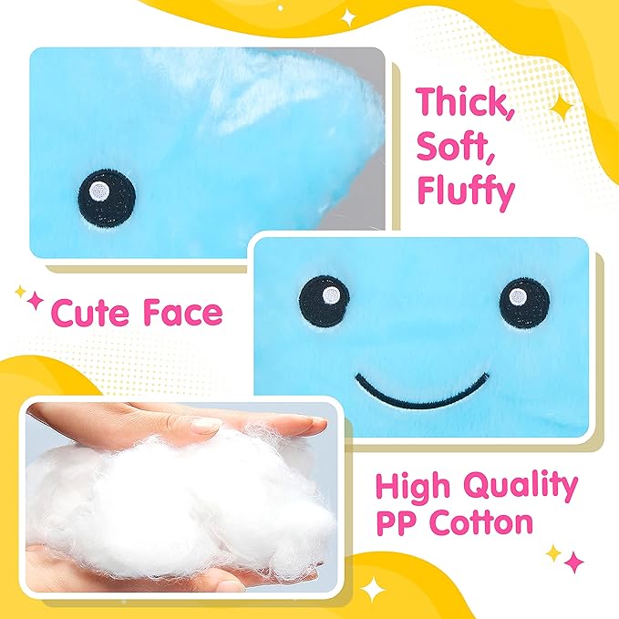 WEWILL 13'' Creative Twinkle Star Light up Night LED Plush Stuffed Animal Toys Birthday Valentines for Toddlers Girls(Blue)