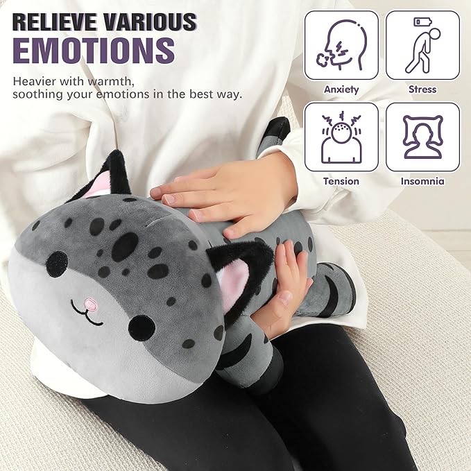 Onsoyours Original Weighted Panther Cat Plush, Cute 13.8"|1.8 Pound Hugging Black Leopard Kitty Weighted Stuffed Animal, Soft Collectible Gift for Kids & Adults