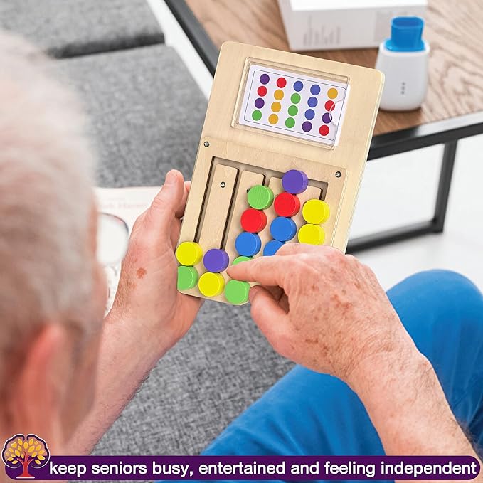 Memory Care Games for Seniors, Wooden Handhold Games for Elderly with Dementia, Large Dementia Activties for Patients, Easy Cognitive Alzheimers Products Puzzle Maze Matching Board Gifts