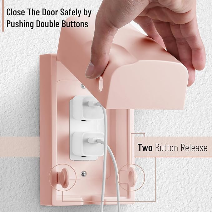 Bates - Baby Safety Outlet Cover Box, Pink, Outlet Covers Baby Proofing, Plug Covers Baby Proofing, Baby Outlet Cover, Socket Covers Baby Proofing, Baby Outlet Covers Baby Proof, Outlet Box Cover