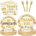 96Pcs We Appreciate You Party Plates and Napkins Employee Staff Appreciation Plates Thank You Theme Party Disposable Thankful Tableware Set for 24 Guests Staff Teacher Doctor Pastor Favors Supplies