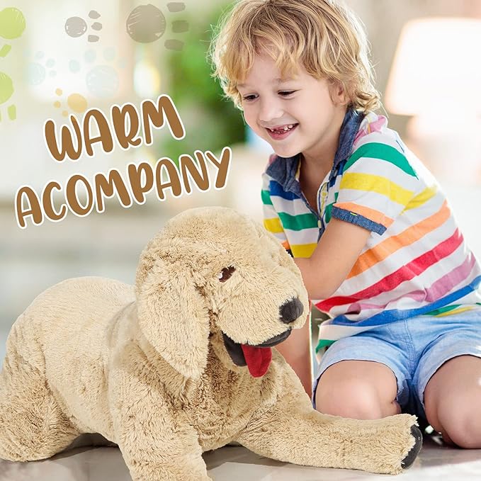 Geosar 27.5" Dog Stuffed Animals Plush, Soft Cuddly Golden Retriever Plush Toys, Large Stuffed Dog Hugging Pillow Gifts for Valentines Kids Girls Boys Birthday