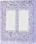 2-Gang Light Switch Cover Plate - Shiny Purple Mirror Finish,5.1"x5.1",Sparkling Design for Outlet or Double Rocker Switch