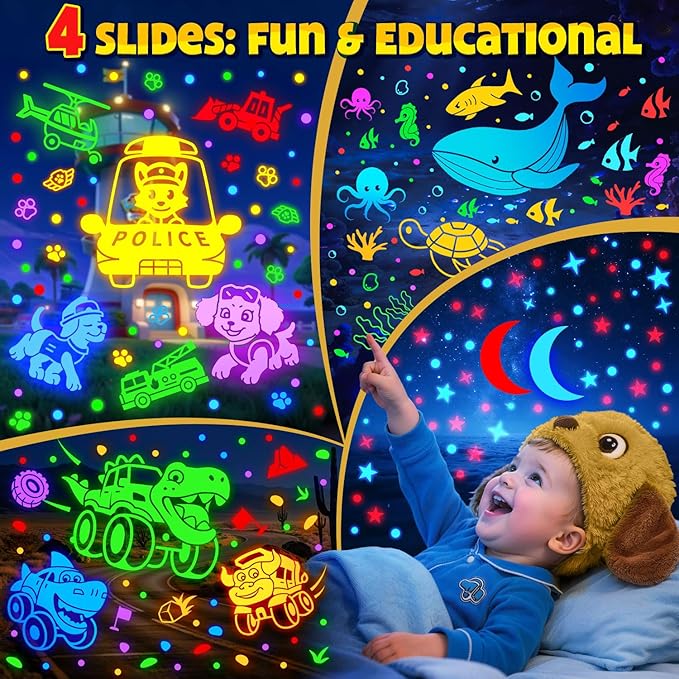 Kids Toys Puppy Projector│30 Soothing Sounds+4 Slides Sound Machine Baby Night Light Projector│93 Projections+31 Colors Puppy Toys for Boys Age 3-5│Girl Toys Toddler Toys│Story Projector Sound Machine