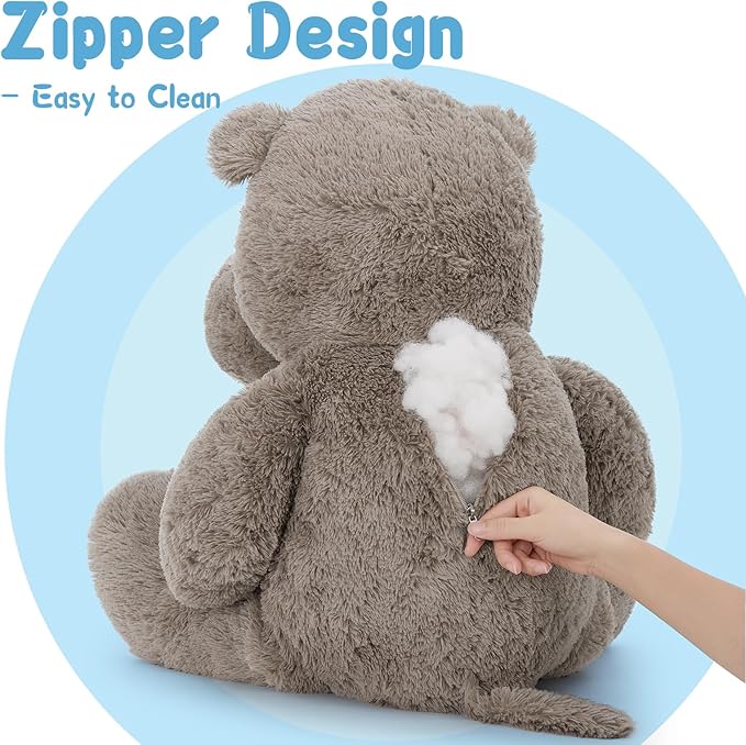 BENINY Giant Humongous Hippo Stuffed Animals 36", Oversized Toy Plush Pillow Gift for Kid, Gray