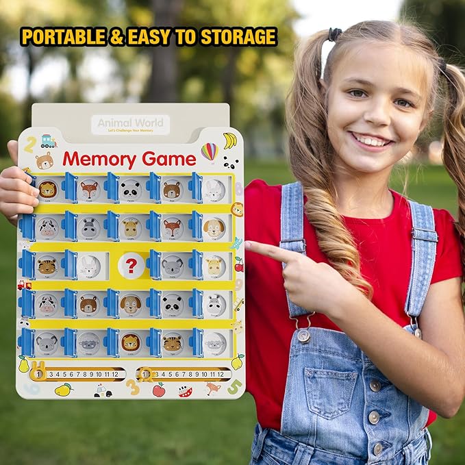 Matching Memory Game for Kids Age 3 4 5 6 7 8 Year Old, Travel Toy for Boys Girls, Board Games for 4-6, Road Trip Essentials for Toddler, Airplane/ Car/ Camping Activity,Christmas Birthday Gifts