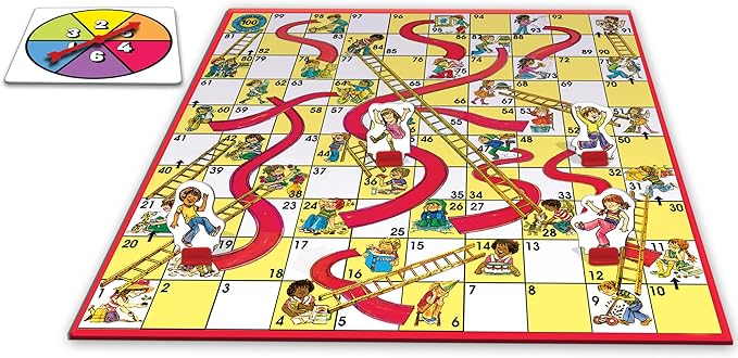 Classic Chutes and Ladders with 1970's Artwork by Winning Moves Games USA for Children Ages 3 and Up, Preschool Games for 2-4 Players (1195)
