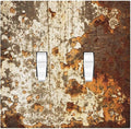 Decorative Switch Plates Vintage Metal Rust Texture Peeling Paint 2 Gang Double Toggle Outlet Light Switch Cover Wall Plate Electrical Faceplate For Farmhouse Cabin Decor