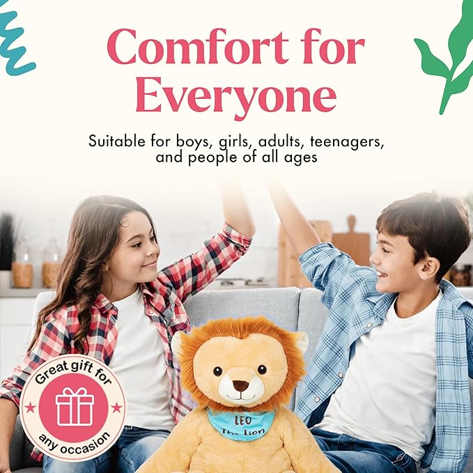 Lilly's Love Weighted Stuffed Animals for Adults & Kids — 5lb Calming Lion Plush for Anxiety, ADHD & Sensory | Machine Washable Weighted Stuffed Animal w/Removable Insert | Leo The Lion