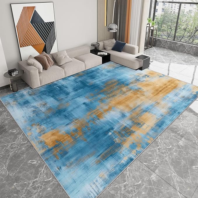 Modern Abstract Runner Rug for Hallway 2.6×4ft Washable Area Rugs for Bedroom, Ultra-Thin Non Slip Stain Resistant Soft Carpet for Kitchen Dining Room College DormHome Office Decor
