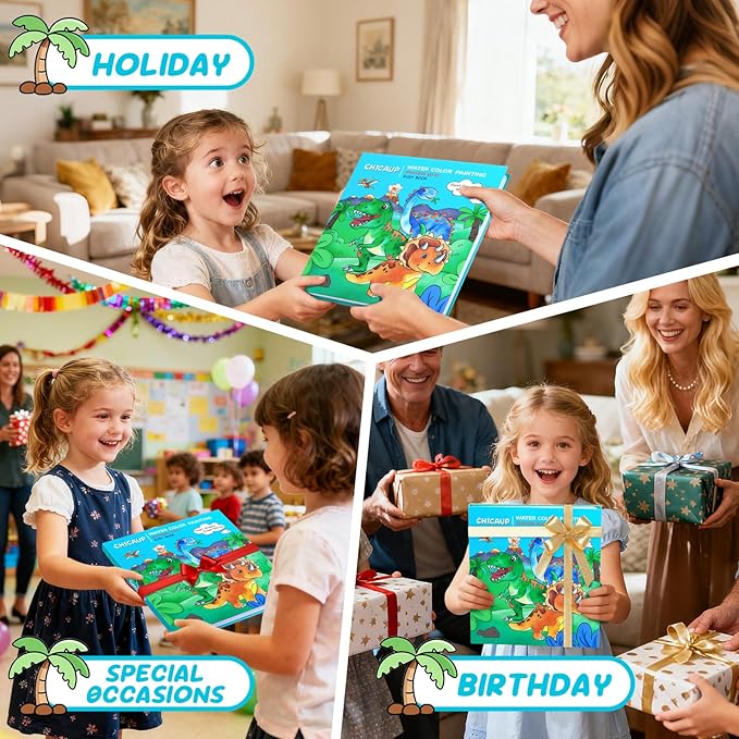 Paint with Water Coloring Books for Kids, Mess Free Watercolor Painting Kit Painting Activity for Kids Ages 3-5 4-8, Arts Crafts Drawing Gift Toy for Boy Girl