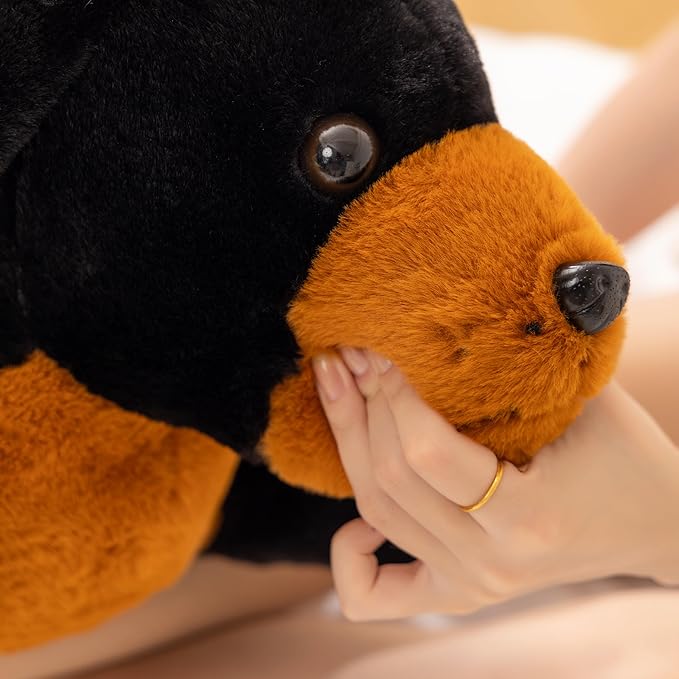BABOLI Cuddly Dachshund Stuffed Animals Extremely Soft Plush Wiener Dog Pillow Super Cute Doxie Plushie Versatile Gifts for Birthday or Room Decor 27 Inches (M)