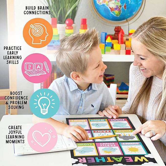 Hadley Designs 16 Educational Posters for Toddler Learning Activities - Alphabet Daycare Essentials, Laminated Pre-K Posters for Toddlers 1-3, Preschool Learning Activities, Chalkboard Classroom Decor