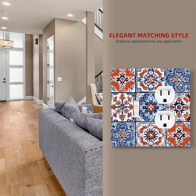 Wallplates Colorful Talavera Mexican Tile 1 Toggle 1 Duplex Switch Plate Electrical Gfci Faceplate Decorative Light Switch Covers For Bathroom Kitchen Decor