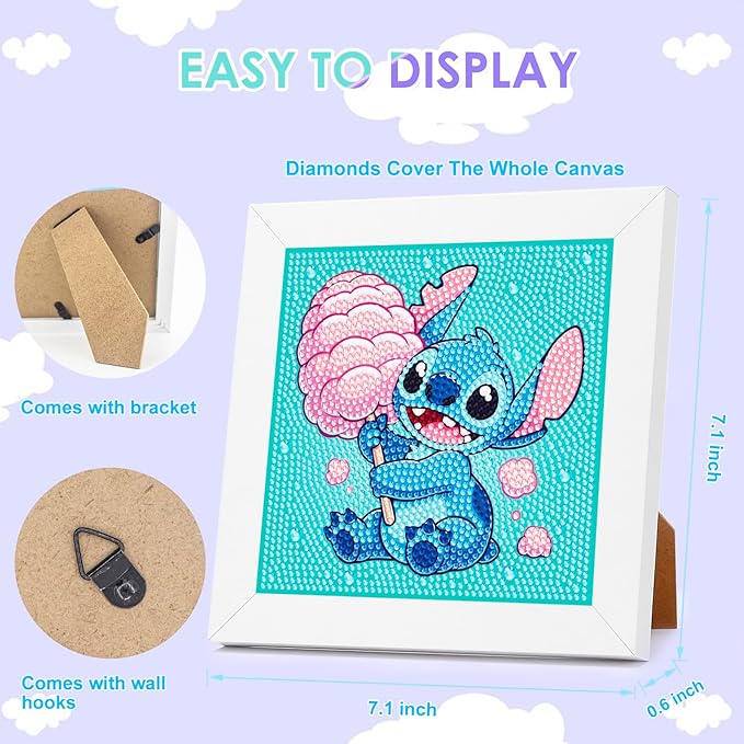 Diamond Art Kits for Kids - Arts and Crafts for Kids Ages 8-12 - Diamond Art Painting with Wooden Frame - Crafts for Kids Ages 4-8 - GEM Art for Girls Boys Adults Beginners Home Wall Decor Gifts
