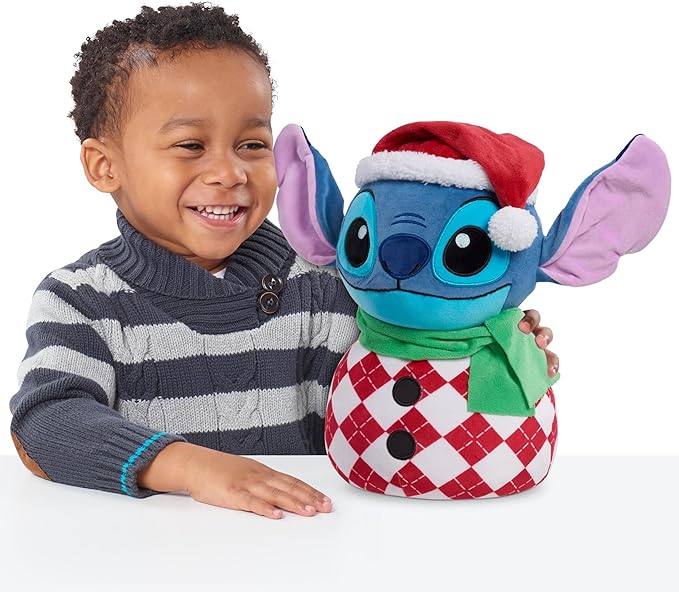 Stitch 12-inch Weighted Snowman Plush Stuffed Animal, Lilo and Stitch, Super Soft Fabric, Kids Toys for Ages 3 Up by Just Play