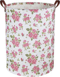 HIYAGON Roses Pink Laundry Basket Baby Girls Laundry Hamper Kids Toy Storage Bins Organizer Gift Basket Pink Rose Bedroom Decor Bathroom(Pink Rose)