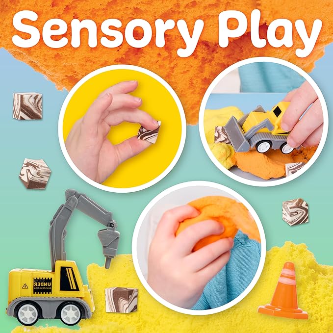 Creativity for Kids Sensory Minis Construction Kit | Cloud Clay Sensory Toy with Excavator for Kids | Spring Crafts that are Mess-Free, Screen-Free Travel Toy (Ages 3+)