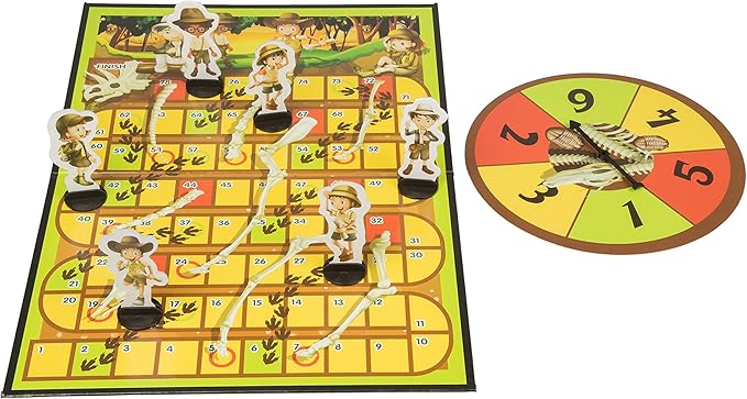 Dinosaur Snakes and Ladders Preschool Game - No Reading Required - Early Learning Basic Couting Game for Kids Ages 3 and up - for 2 to 6 Players by Outset