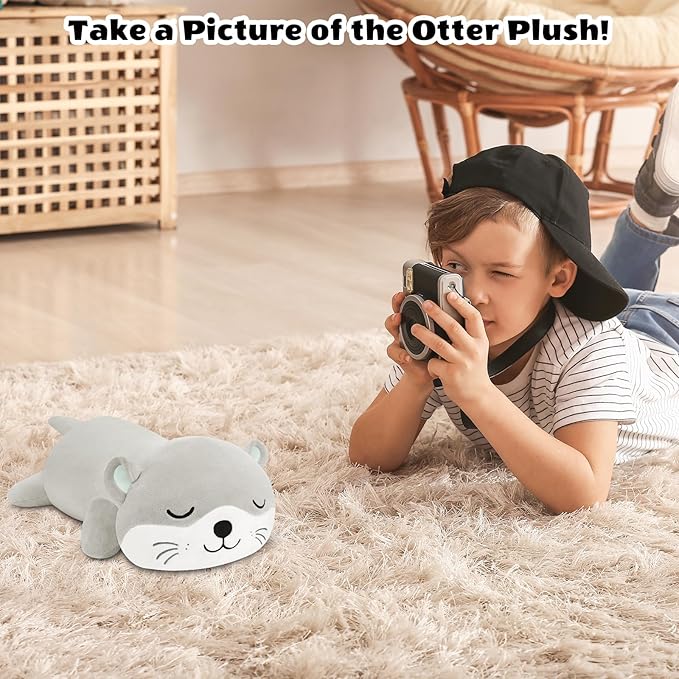 Finebee Weighted Otter Stuffed Animals, Cute Weighted Otter Plush, Soft Stuffed Weighted Plushie Birthday for Kids & Adults(9.8" 0.8Lbs)