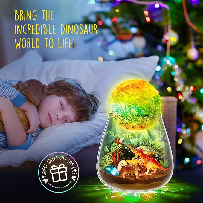 LAOESE Dinosaur Terrarium Kit for Kids - Dino Kid Crafts with DIY Moon Lamp Kit - Birthday Gift for Boys Ages 4 5 6 7 8-12 Year Old - Arts and Crafts for Boy and Kids - Easter Gifts for Boys