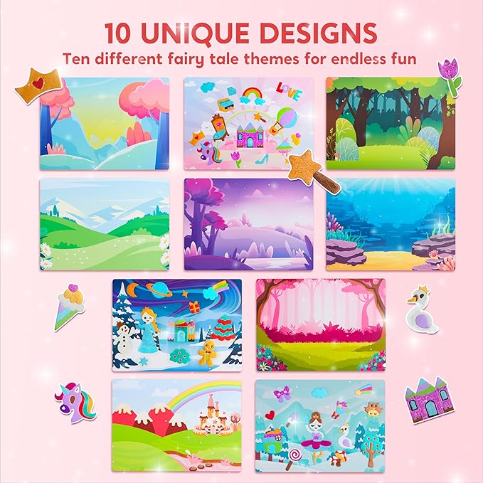 Klever Kits Foil Art Kit for Kids - Arts & Crafts Supplies, Mess Free Coloring, Foil Foam Stickers, Creative Travel Toys, Birthday Gifts for Boys & Girls Ages 4 and Up