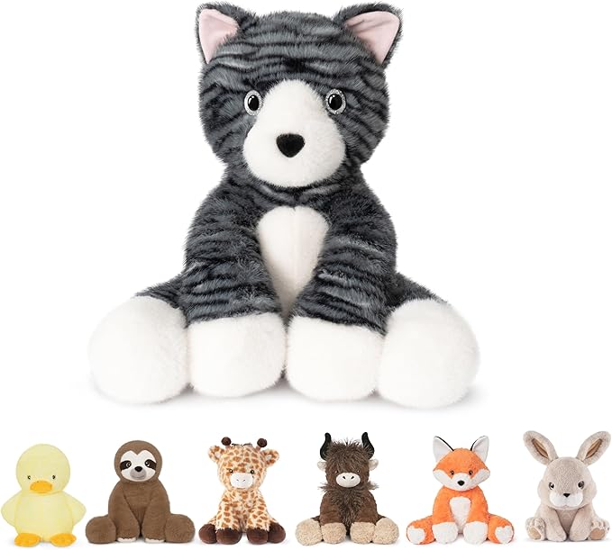 Niuniu Daddy 14" | 3.5 Pound Cat Weighted Stuffed Animal, Heavy Stuffed Cat Plush Toys for Kids Adults, Weighted Beads for Kitty Stuffed Animals Body Pillow for Present Birthday Holiday Christmas