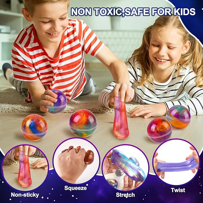 36 Pack Galaxy Slime Ball Kit - Stocking Stuffers for Teen Boys Girls Slime Party Favors for Kids Goodie Bag Stuffers Classroom Prizes Stress Relief Toys Easter Birthday Christmas Valentines Day Gifts