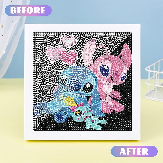 KOJEFCV Cartoon Diamond Art Painting Kits for Kids with Frame,Cartoon Diamond Art for Kids Ages 4-8-12,Easy Gem Kit Kid with Beautiful Package for Gift Home Wall Decor(7x7inch)
