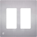 ENERLITES Elite Series Screwless Decorator Wall Plate Child Safe Outlet Cover, Gloss Finish, Size 2-Gang 4.68" H x 4.73" L, Unbreakable Polycarbonate Thermoplastic, SI8832-BSV, Brushed Silver