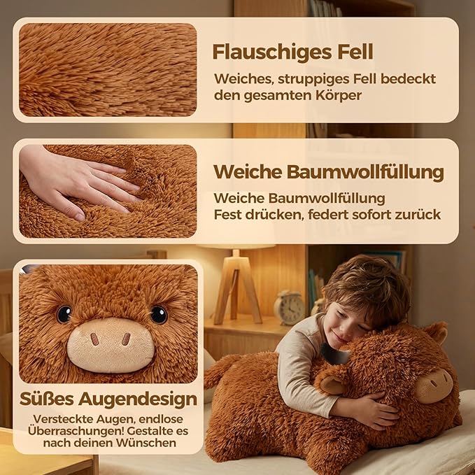 Mewaii Mom's Choice Award | 4 lbs Weighted Stuffed Animals Highland Cow - 23" Heavy Weighted Plush & Stuffy - Realistic Scottish Cow Plushy Gift for Kids & Adults - Large Cuddly Weighted Cow Toy