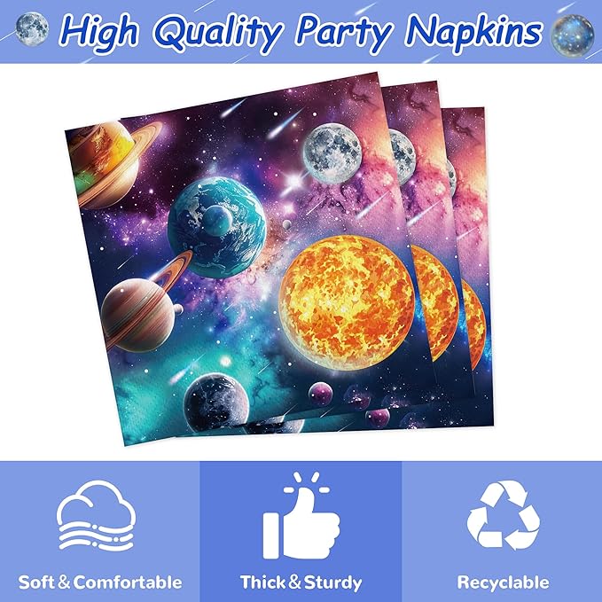 168PCS Planet Party Supplies for Girls Boys Space Themed Happy Birthday Party Decorations Galaxy Planet Outer Space Paper Plates Napkin Cups Forks Knives Straw Tableware for 24 Guests
