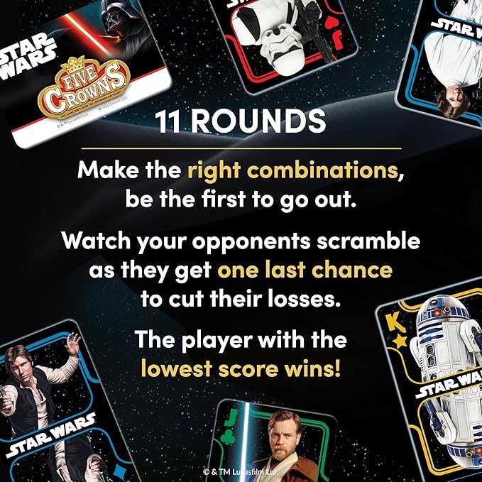 Five Crowns Card Games Star Wars – Family Games Night - Card Games for Families - Multi-Player - Star Wars Toys - Travel Games - Playing Cards - Family Activities